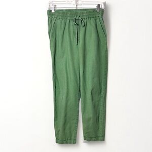 J. Crew Womens Linen Pants Size 2 Green Drawstring Cotton Tapered Trouser
